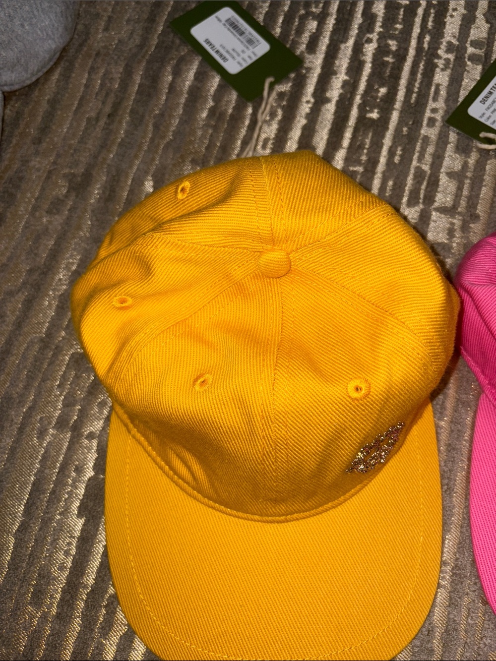 Yellow Baseball Cap with Embellished Logo